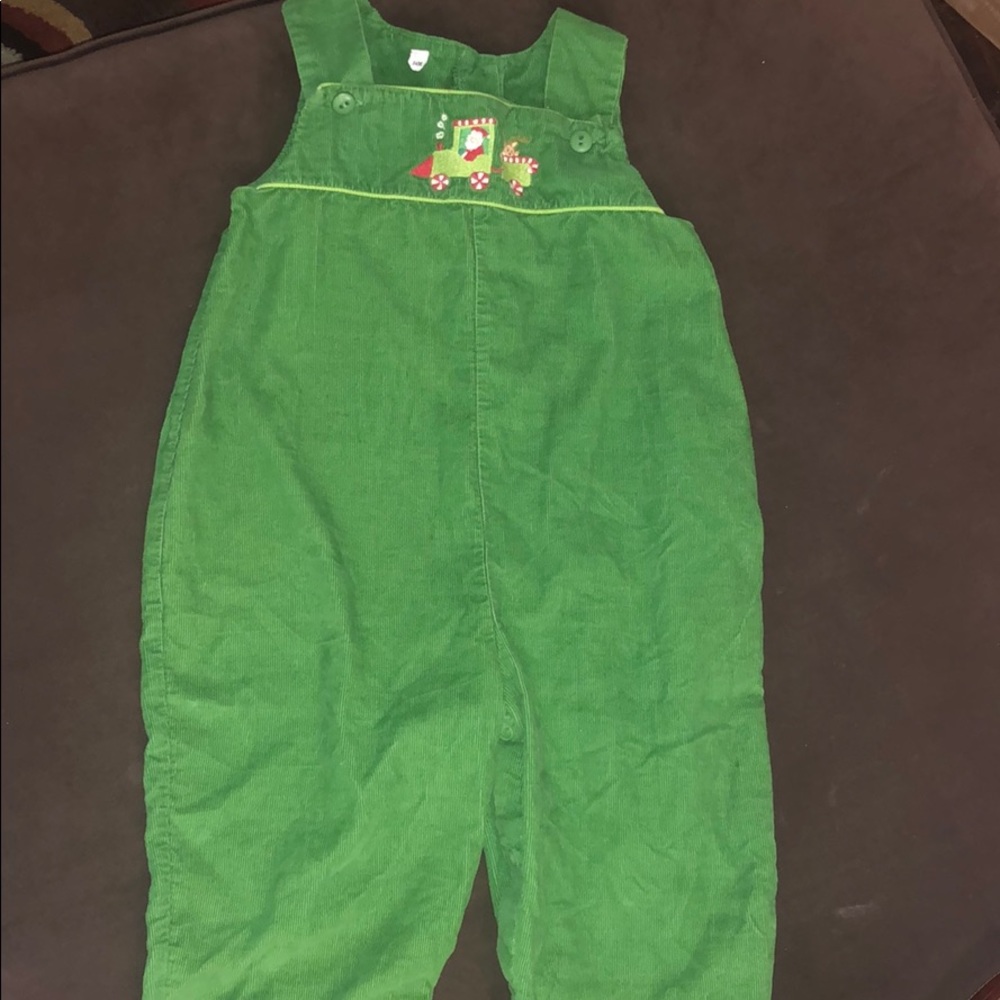Worn once green cord overalls